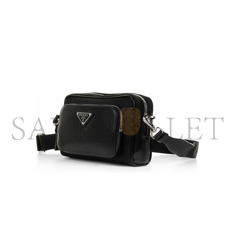 Pra*a shoulder bag in re-nylon and brushed leather 2vh172 (18*11.5*5cm)